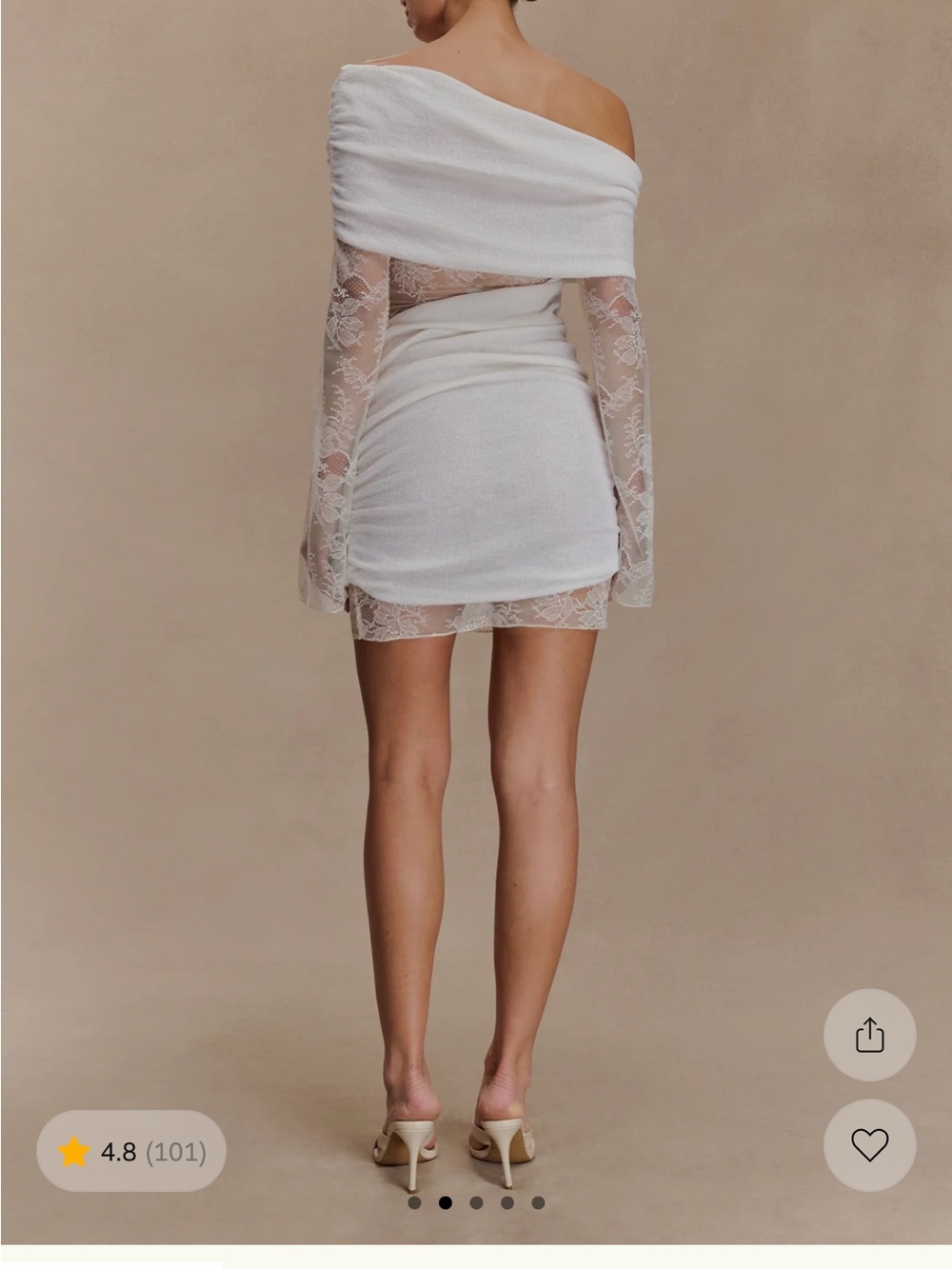 Brand new. Meshki White Off-Shoulder Lace Long Sleeve Mini Dress - Picture 2 of 6